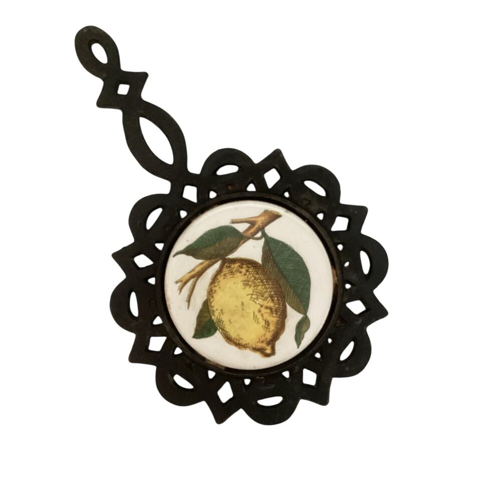 Cast Iron Trivet With Pear Kitchen Vintage